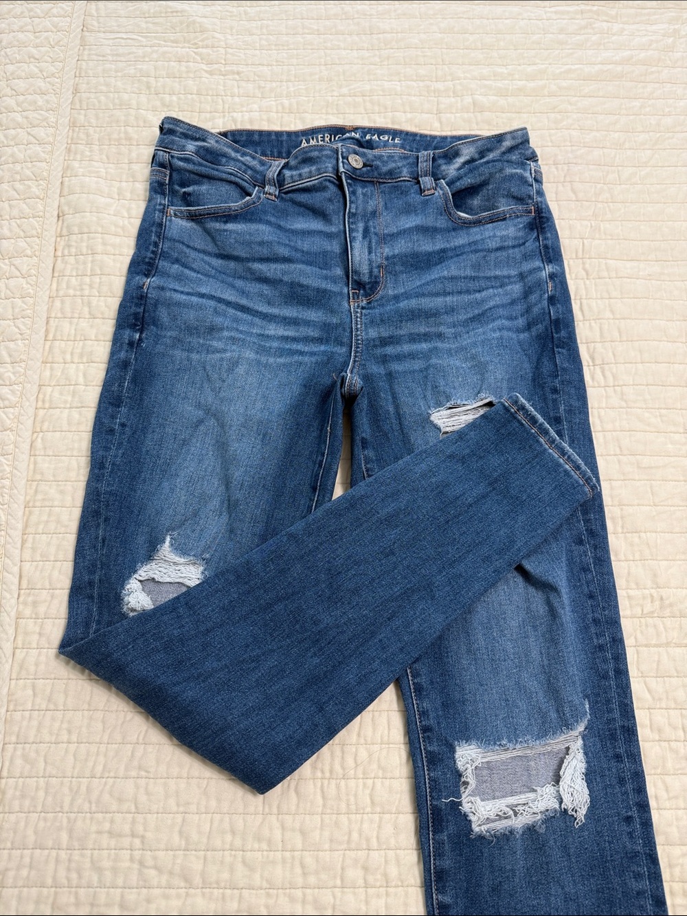 American Eagle Outfitters Dark Blue Distressed Skinny Jeans